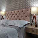 Ver imagem 2 de Cabeceira Estofada Queen Capitonê Suede Liso Mascavo 160 x 120 cm RBL