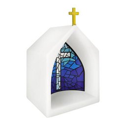 Capela Luminária Oratório - Vitral Azul - 5