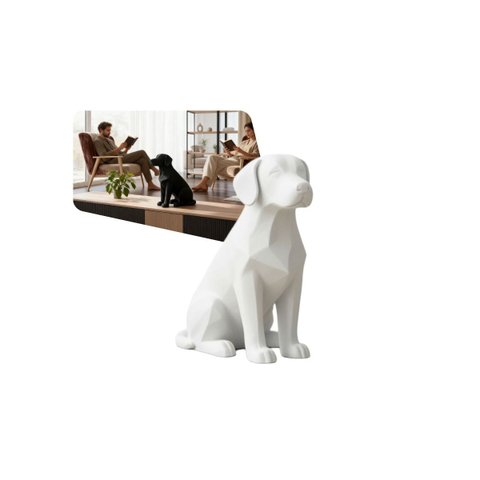 Escultura Decorativa Cachorro Moderno Minimalista Enfeite - Cachorro Branco