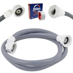 Mangueira Entrada Água Máquina De Lavar Universal 2m Metros Cinza + Fita Veda Rosca | Ledmang - 1