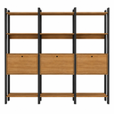 Ver imagem 2 de Kit 3 Estantes para Livros 3 Portas 15 Prateleiras Estilo Industrial Lâmina Mel/Preto - BRV Móveis