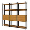 Ver imagem 3 de Kit 3 Estantes para Livros 3 Portas 15 Prateleiras Estilo Industrial Lâmina Mel/Preto - BRV Móveis