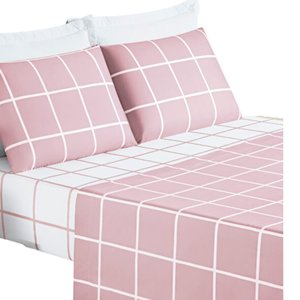 Jogo Lençol Casal 4 Peças 200 Fios Micropercal Austin:Rosa