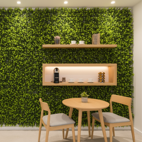 12 Placas Jardim Vertical Artificial 3d Decoração Parede Verde Folhas Artificiais Ambiente