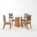 Ver imagem 4 de Conjunto Sala de Jantar Layla Royale 4 Lugares Tampo MDF Cadeiras Estofadas Off White Marrom Amê