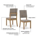 Ver imagem 5 de Conjunto Sala de Jantar Layla Royale 4 Lugares Tampo MDF Cadeiras Estofadas Off White Marrom Amê
