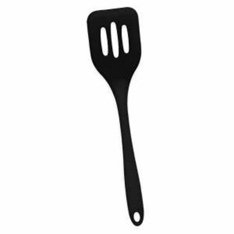 Espátula Vazada de Silicone Duplo Preto 28,5cm - Oikos