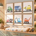 Ver imagem 3 de Kit 6 Quadros Infantil Carros Quarto Bebê 40x60 Moldura Madeira NO1
