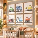 Ver imagem 2 de Kit 6 Quadros Infantil Carros Quarto Bebê 40x60 Moldura Madeira NO1