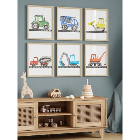 Kit 6 Quadros Decorativos Infantil Carros No1