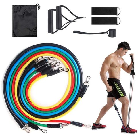 Kit Tubing Elástico 11 Itens Treinamento Funcional Pilates