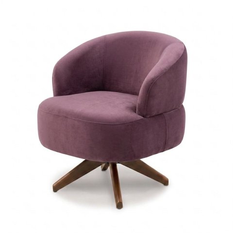 Poltrona Decorativa Chair Veludo Lavanda Premium Giratória Sala Dekorien