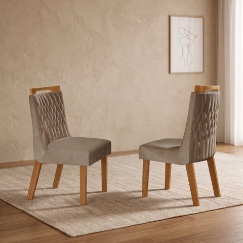 Conjunto 2 Cadeiras para Sala de Jantar Atena Marrom/Castanho Cinamomo/Pena Caramelo