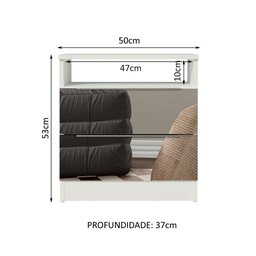 Mesa de Cabeceira Madesa 3227 2 Gavetas com Espelho - Branco - 3