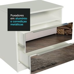 Mesa de Cabeceira Madesa 3227 2 Gavetas com Espelho - Branco - 4