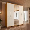 Ver imagem 1 de Guarda Roupa 100% Mdf 2 Espelhos 6 Portas 210cm Matisse 184 Espazzo Madetec