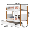 Ver imagem 2 de Beliche Treliche Cama Solteiro + Cama Auxiliar Branco Nature