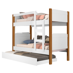 Beliche Treliche Cama Solteiro + Cama Auxiliar Branco Nature - 1