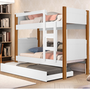 Ver imagem 3 de Beliche Treliche Cama Solteiro + Cama Auxiliar Branco Nature