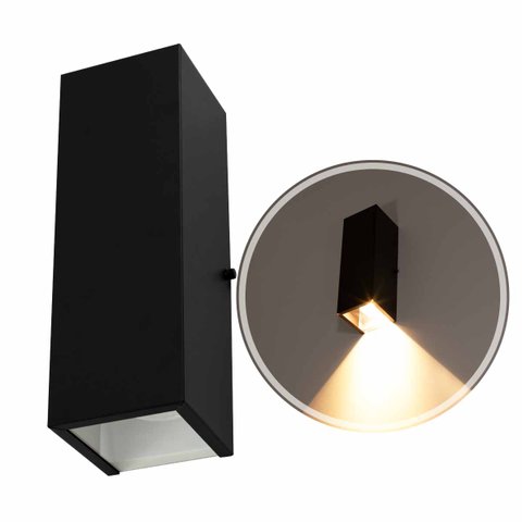 Arandela Retangular 1 Foco sem Friso Preta 10x30cm P/ E27 Starlumen St2779