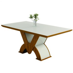Mesa de Jantar 6 Lugares Retangular Tampo de Vidro Genova Yescasa