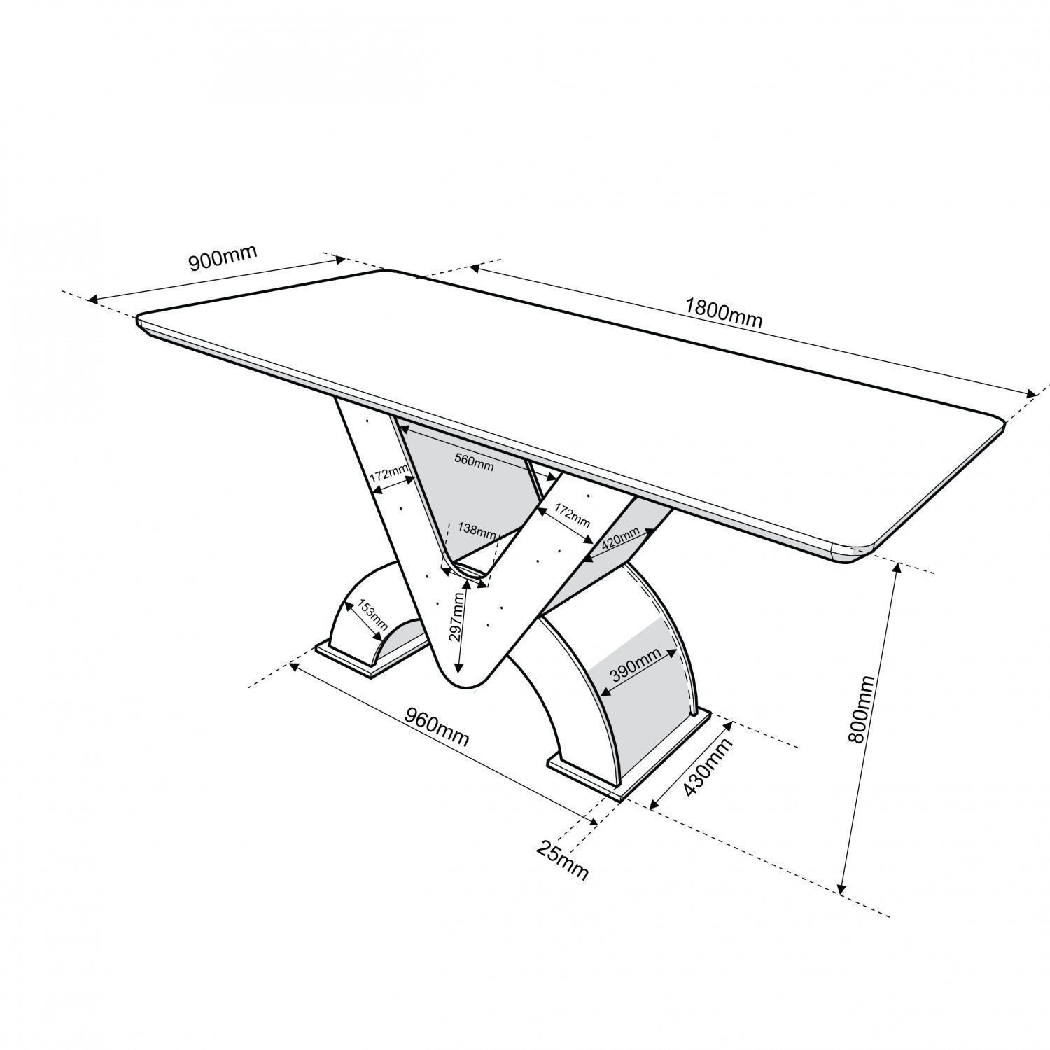 Mesa de Jantar 6 Lugares Tampo Vidro 180cm Genova  - 5