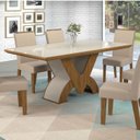 Ver imagem 7 de Mesa de Jantar 6 Lugares Retangular Tampo de Vidro Genova Pinho/Off White Yescasa