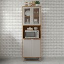 Ver imagem 1 de Torre Quente Celeste 4 Portas 100% Mdf com Vidro Cinamomo/offwhite - Mgm Móveis