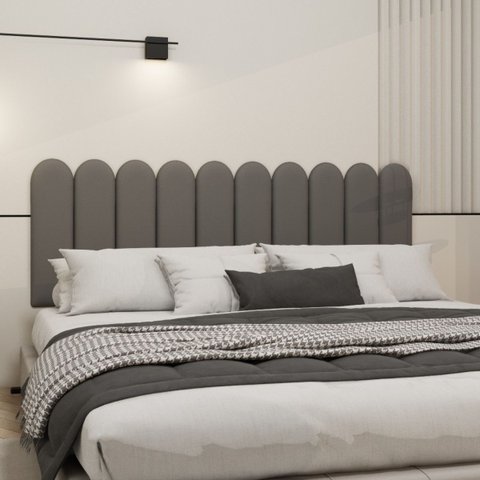 Cabeceira King Size Design Nuvem 45cm 10 Placas em Suede:chumbo