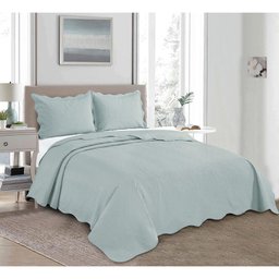 Colcha King Mandi Camesa 260x280cm 3 Peças Azul - 1