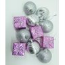 Kit 33 Peças Tubo Natalino Árvore de Natal Rosa e Prata 5cm - 3