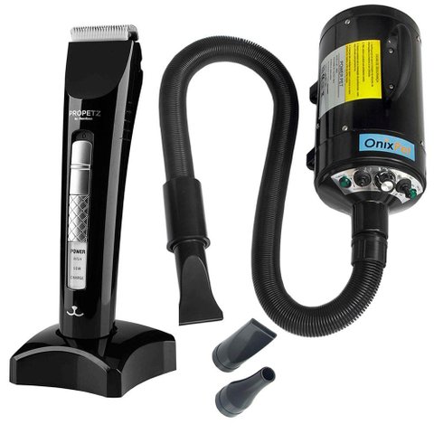 Kit Profissional com Soprador 110 e Máquina de Tosa Preta