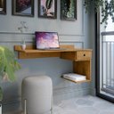 Ver imagem 3 de Escrivaninha Suspensa Notbook Gaveta Luxo Freijó - Comprar Moveis em Casa