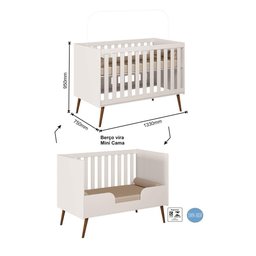 Jogo de Quarto Lunna Completo com Roupeiro, Cômoda, Berço e Colchão Branco Peternella - 4