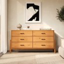 Ver imagem 1 de Cômoda Horizontal 6 Gavetas 160 cm Pés Cilíndricos Escandinavo Madeira Freijó Mona