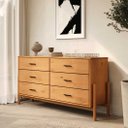 Ver imagem 2 de Cômoda Horizontal 6 Gavetas 160 cm Pés Cilíndricos Escandinavo Madeira Freijó Mona
