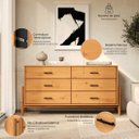 Ver imagem 3 de Cômoda Horizontal 6 Gavetas 160 cm Pés Cilíndricos Escandinavo Madeira Freijó Mona