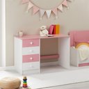 Ver imagem 1 de Escrivaninha 04 Gavetas Madeira Maciça Arne Branco Rosa Idimex