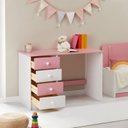 Ver imagem 5 de Escrivaninha 04 Gavetas Madeira Maciça Arne Branco Rosa Idimex