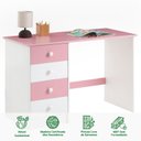 Ver imagem 3 de Escrivaninha 04 Gavetas Madeira Maciça Arne Branco Rosa Idimex