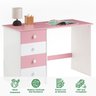 Escrivaninha 04 Gavetas Madeira Maciça Arne Branco Rosa Idimex - 3