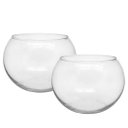 Ver imagem 1 de Jogo 2 Vasos de Vidro Redondo Tipo Aquário 2,2 Litros Decorativo Arranjos e Terrários