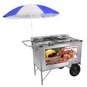 Ver imagem 1 de Carrinho 2 em 1 Cefaz Salada de Frutas e Açaí Luxo Inox Rodas Pneumáticas e Guarda Sol L18p/gs