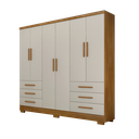Ver imagem 1 de Guarda Roupa Solteiro Encant 6 Portas 6 Gavetas com Pe Novo Horizonte Cumaru/Fendi