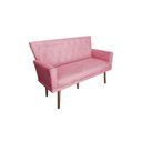 Ver imagem 2 de Namoradeira Decorativa Aurora Suede Rosa Pés Madeira Ms Decor