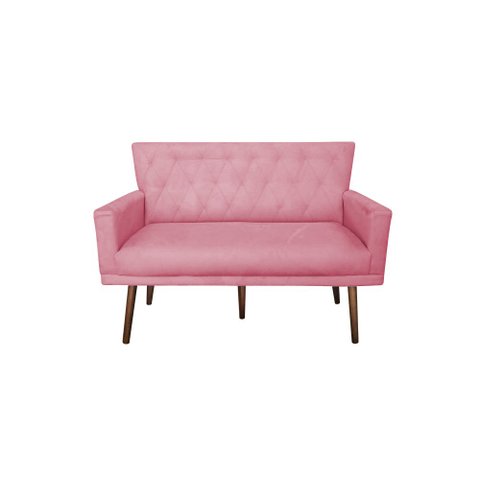 Namoradeira Decorativa Aurora Suede Rosa Pés Madeira Ms Decor