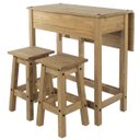 Ver imagem 3 de Mesa Dobrável e 2 Banquetas de Madeira Maciça Marrom Antique