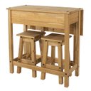 Ver imagem 1 de Mesa Dobrável e 2 Banquetas de Madeira Maciça Marrom Antique