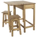 Ver imagem 4 de Mesa Dobrável e 2 Banquetas de Madeira Maciça Marrom Antique