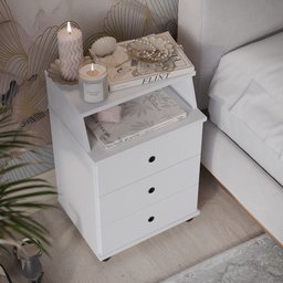 Kit 2 Mesa de Cabeceira Luxo 1 New - Matriz Cor:branco - 5
